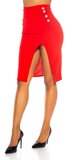 Vysoká ceruzková sukňa s dekoratívnymi gombíkmi Červená