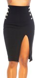 Vysoká ceruzková sukňa s dekoratívnymi gombíkmi Čierna