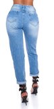 MOM roztrhané džínsy Modrá