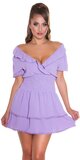 FEMININE šaty s úzkym pásom na leto Lilac