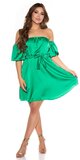 Romantické off shoulder šaty s puff rukávmi Zelená