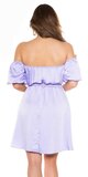 Romantické off shoulder šaty s puff rukávmi Lilac