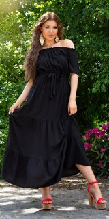 Off shoulder letné maxi šaty Čierna