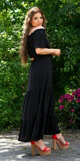 Off shoulder letné maxi šaty Čierna