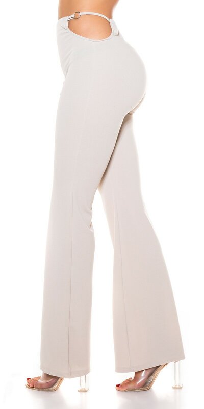 Dámske voľnočasové nohavice v zvonovom strihu Béžová