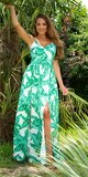 Dámske palmové šaty v maxi dĺžke Zelená
