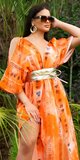 Otvorené ľahké maxi šaty na leto Oranžová