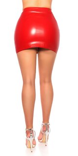 Dámska mini sukňa z imitácie kože Červená