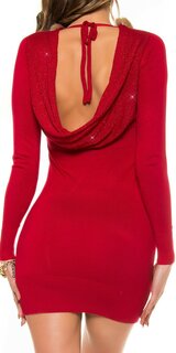 Dámske pletené šaty s kožušinou Červená