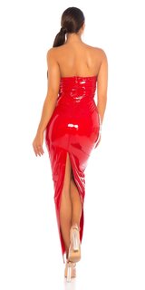 Dlhé latexové šaty Červená