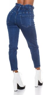 Dámske pohodlné džínsy s vysokým pásom Modrá