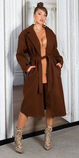 Jesenný dlhý kabát dámsky Hnedá