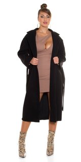 Jesenný dlhý kabát dámsky Čierna