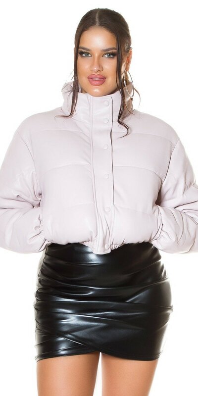 Krátka zimná bunda koženková Staroružová