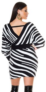 Pletené šaty Zebra Biela