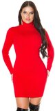 Jednofarebné rolákové šaty z úpletu Červená