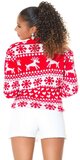 Pletený Vianočný sveter so sobmi Červená