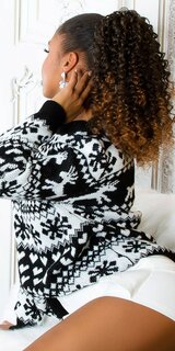 Pletený Vianočný sveter so sobmi Čierna