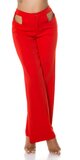 Vysoké rovné nohavice s výrezmi Červená