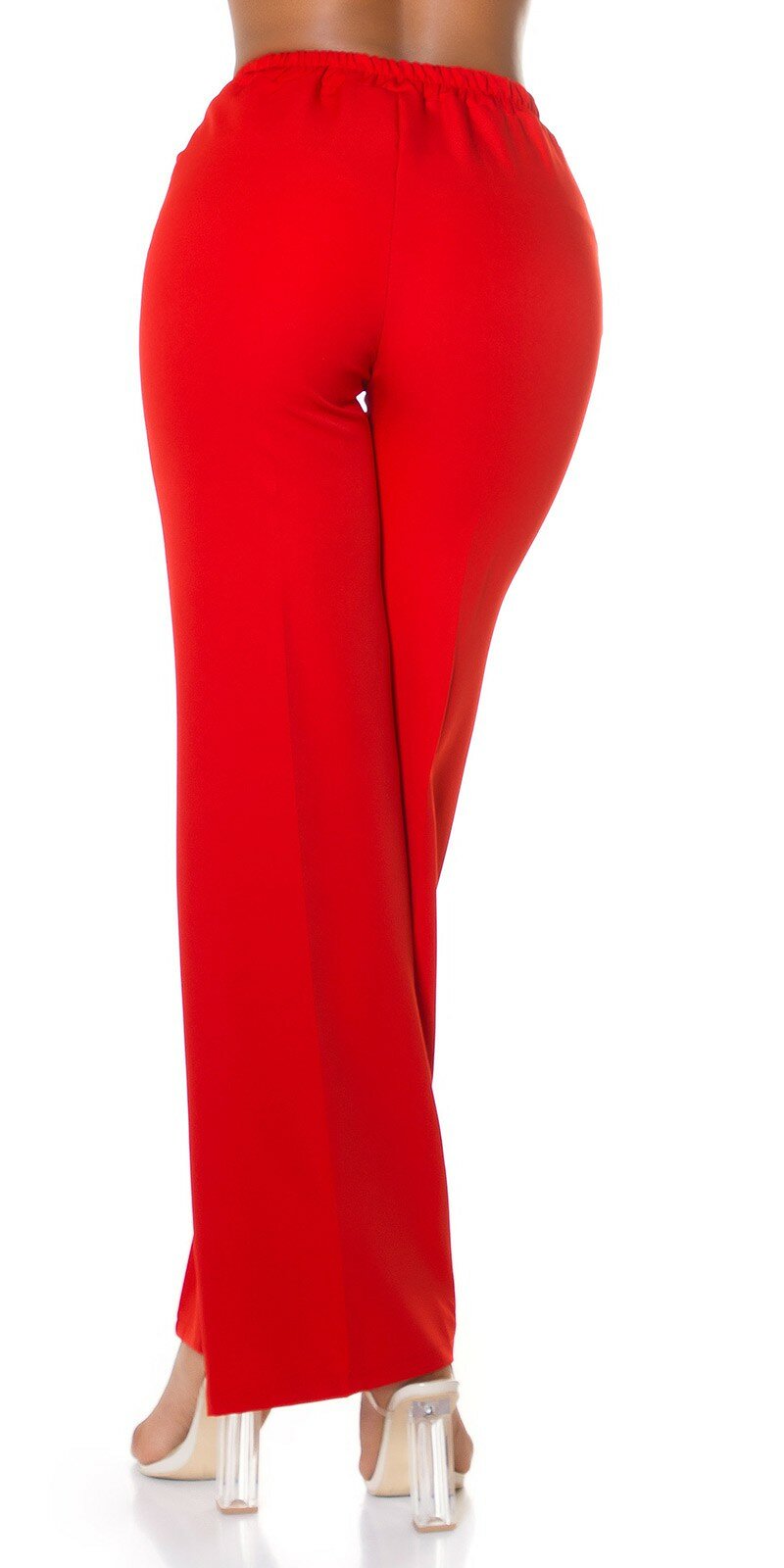 Vysoké rovné nohavice s výrezmi Červená