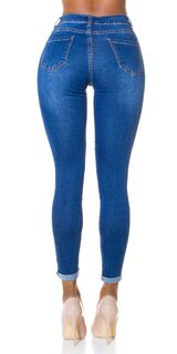 Gombíkové modré džínsy s vysokým pásom Modrá