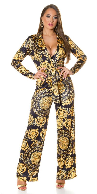 Luxusný dámsky overal s potlačou Čierna