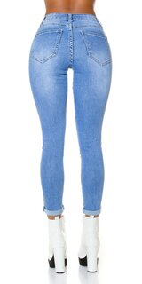 Svetlé džínsy s vysokým pásom Modrá