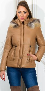 Zimná bunda so šnúrkou v páse Cappuccino