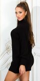 Oversize rolákové pletené šaty Čierna