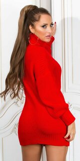 Oversize rolákové pletené šaty Červená