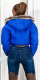 Krátka zimná bunda s kapucňou Kráľovská modrá