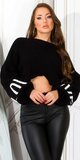 Voľný pletený sveter LOVE Čierna