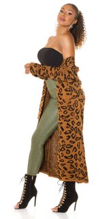 Dámsky akrylový kardigán Leopard Hnedá