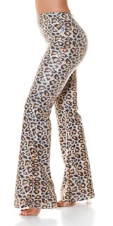 Wetlook zvonové nohavice vzorované Leopard