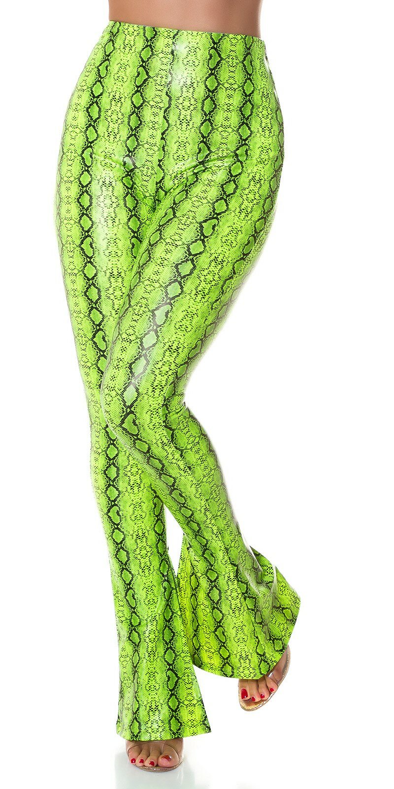 Vysoké hadie nohavice s prestrihom Zelená
