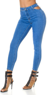 Highwaist modré džínsy s výrezmi Modrá