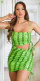 Sexy koženkové hadie šaty Zelená