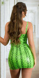 Koženkové hadie šaty tielkové Zelená