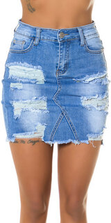 Rozpáraná džínsová sukňa Modrá