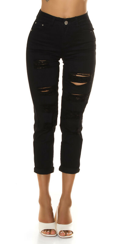 Roztrhané džínsy Čierna