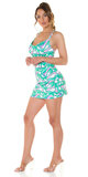 Potlačené mini šaty s dvojitými ramienkami Zelená