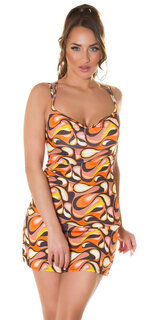 Potlačené mini šaty s dvojitými ramienkami Oranžová