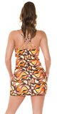 Potlačené mini šaty s dvojitými ramienkami Oranžová