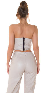 Koženkový crop top Béžová