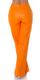 Koženkové rovné nohavice s vysokým pásom Oranžová
