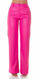 Koženkové rovné nohavice s vysokým pásom Ružová