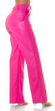 Koženkové rovné nohavice s vysokým pásom Ružová