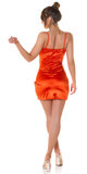 Krátke saténové šaty vo wrap štýle Oranžová