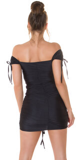Nazberané OFF-SHOULDER krátke šaty Čierna