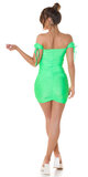Nazberané OFF-SHOULDER krátke šaty Zelená